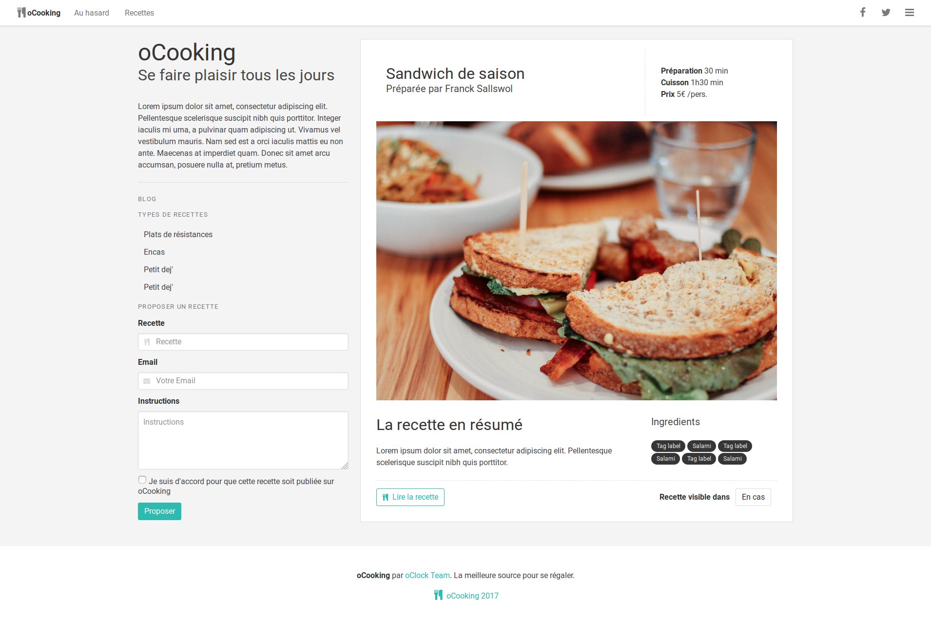 vignette du projet ocooking